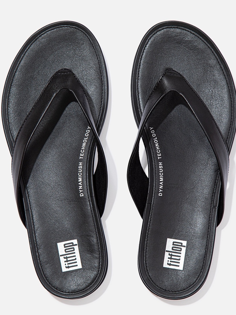 FitFlop Gracie Black Leather Flip Flop Sandals